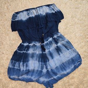 AMERICAN EAGLE Strapless Tie-Dye Romper